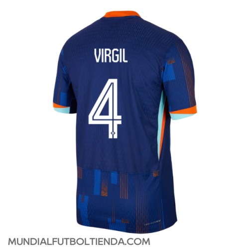 Camiseta Países Bajos Virgil van Dijk #4 Segunda Equipación Replica Eurocopa 2024 mangas cortas